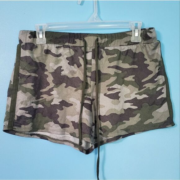 Lucky Brand Camo Buttery Soft Lounge Pull String Elastic Waist Shorts - Picture 1 of 6